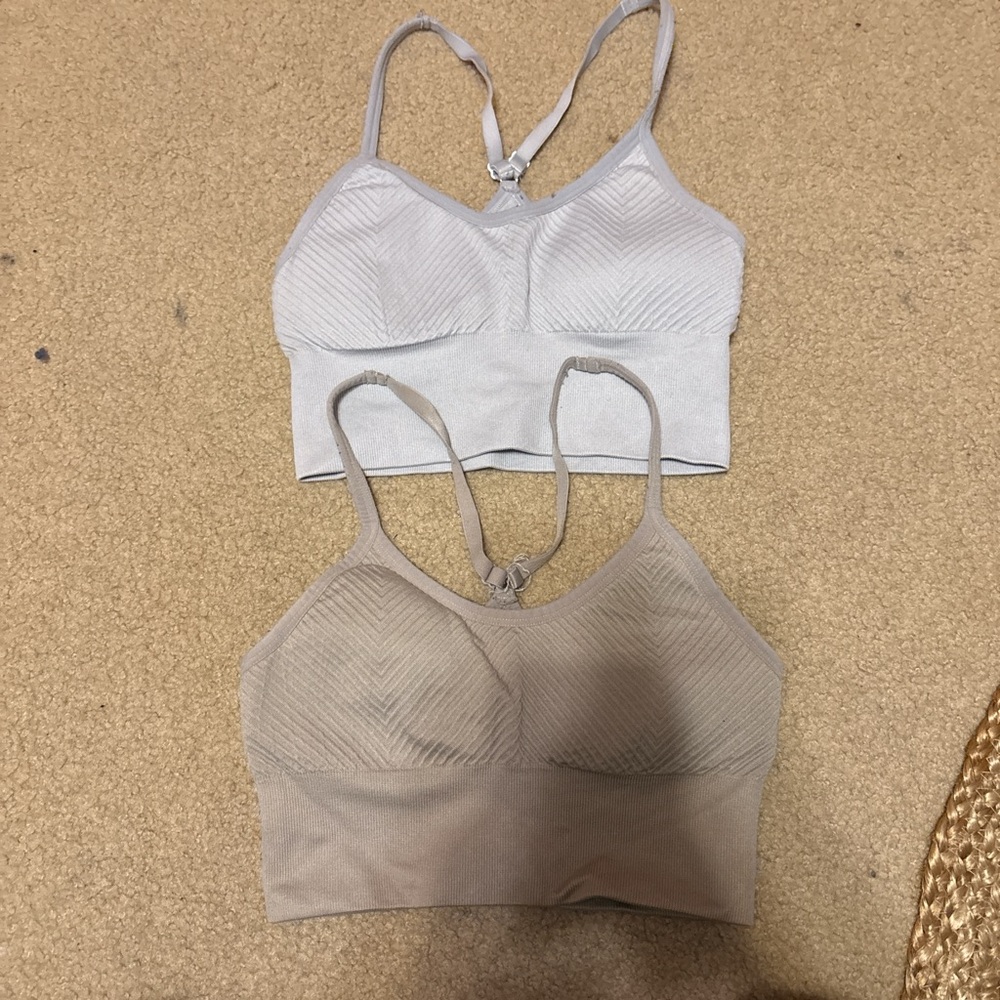 Women's Seamless Bralette Set - White and Tan